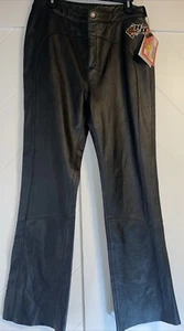 Harley Davidson Leder Bootcut Hose süßes Logo Größe 12 Neu mit Etikett - Bild 1 von 5