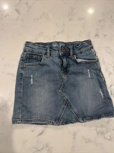 Wonder Nation Girls Denim Blue Jean Mini Skirt Size 6-6 X Distressed - Picture 1 of 3