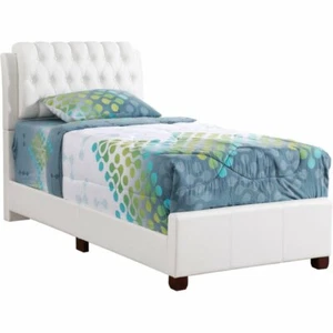 Glory Furniture Marilla Faux Leather Upholstered Twin Bed in White - Picture 1 of 7