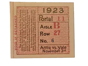 1923 Army vs Yale College Football Undefeated National Champs Game Ticket Stub - Bild 1 von 4