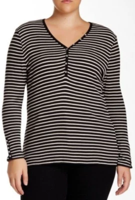 Charlotte Tarantola Mezcla de Algodón con Joyas Henley Negro 1X Nuevo con Etiquetas $117 Foto 1 de 3