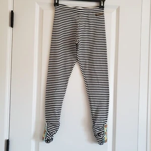 Matilda Jane Leggings Pants Youth Girls 12 Stretch Pull On Black White Stripes - Picture 1 of 10