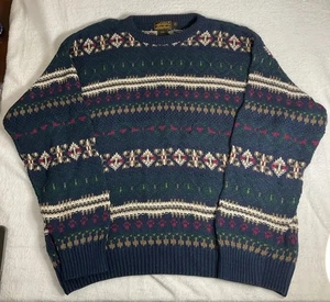 Vintage 90s Eddie Bauer Made in USA M Crewneck Oversized 100% Cotton Sweater Y2K - Picture 1 of 7