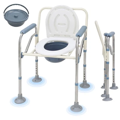 Toilettenstuhl Faltbar Höhenverstellbar Nachtstuhl Duschsitz inkl. Eimer Senior - Bild 1 von 4