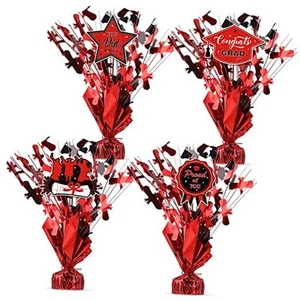 4 Pcs 2025 Graduation Table Centerpieces Party Decoration of Gleam Glitter Red - Picture 1 of 7