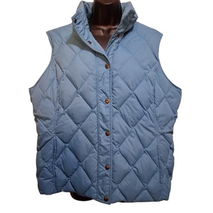 Lands' End Blue Quilted Puffer Vest XL 80% Down, 20% Feathers Warm Cozy Winter - Picture 1 of 11