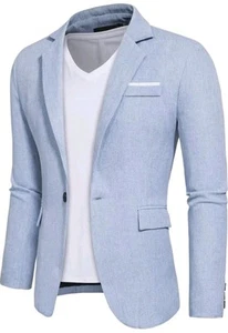 Mens Casual Blazer Suit Jacket Stylish Sport Coats 1 Button Lightweight Notched - Picture 1 of 5