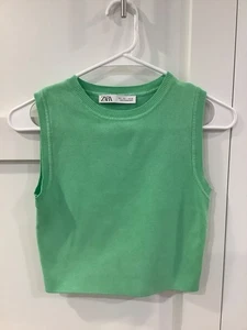 Zara Girls Size L Knit Sweater Vest Green Pullover - Picture 1 of 3