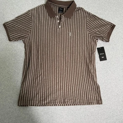 Camisa polo RVCA Marco de algodón a rayas para hombre talla mediana Foto 1 de 4