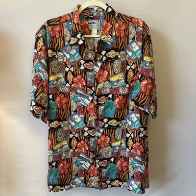 Vintage Reyn Spooner Mens Shirt Hawaiian Traditionals Fish Surf Flower Hula Boat - Image 1 of 4
