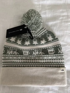 Travis Mathew Golf Winter Pom Beanie Hat New Milk & Cookies Holiday Cuffed New - Picture 1 of 7