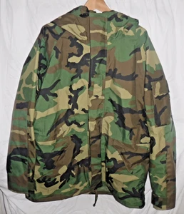Military Issue PARKA Cold Weather ECWCS Gore-Tex Woodland Camouflage, Mens sz LG - Picture 1 of 8