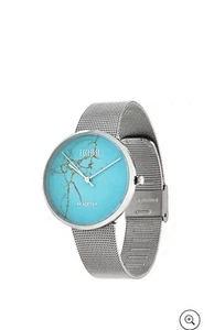 Ecclissi Facetten Echt Edelstein Türkis Zifferblatt Edelstahl Uhr QVC NEU - Bild 1 von 3