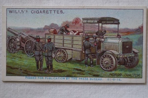 Military Motors Series Vintage 1916 WWI Era Wills Trade Card Motor Tractor - Picture 1 of 4