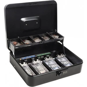 12" Heavy Duty Metal Locking Cash Money Box Safe Security - Picture 1 of 8