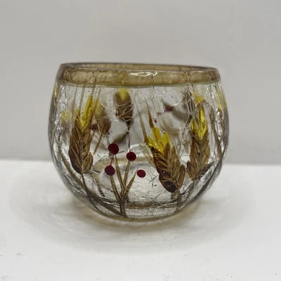 Candelabro votivo Yankee Candle Crackle Glass diseño otoño trigo y bayas Foto 1 de 4