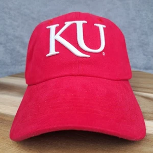 Kansas Jayhawks Sombrero Gorra Correa Trasera Rojo Blanco KU Logo Campeón Marca NCAA Para Hombres - Imagen 1 de 8