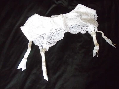Белый слоновой кости второй кожи и кружева винтажный VICTORIA'S SECRET женщин подвязки ремень S - Изображение 1 из 4