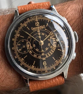 Eberhard Pre-Extra Fort 40mm Step-case Chronograph, Tropical Gilt Dial c 1940 - Picture 1 of 10