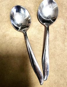 MarCrest citation starburst stainless steel flatware - 2 Soup Spoons - Picture 1 of 2