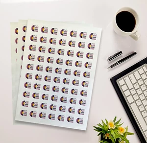 Square 25mm stickers, a4 sheets, personalised stickers, matte finish, logo - Picture 1 of 2
