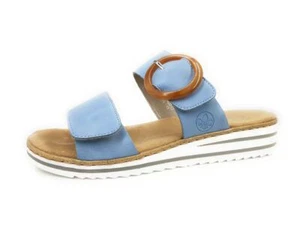 Rieker Dollaro Damenschuhe Pantoletten Bequem Pantolette Blau Freizeit - Bild 1 von 3