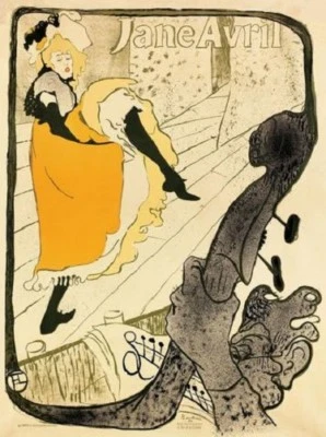 Jane Avril 1893 Burlesque, Toulouse Lautrec, Wall Decor Art Print 14" x 11" 4545 - Image 1 of 2