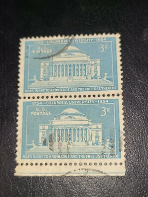 Scott# 1029 US Stamp 1954 3c Columbia University Used Pair -#2285 - Image 1 of 3