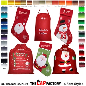 Delantal de Navidad Bordado Personalizado Saco de Navidad Nombre Santa Medias Navidad - Imagen 1 de 15