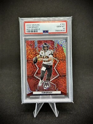 Tom Brady 2022 Panini Mosaic Red Sparkle SSP PSA 10 Bucs Patriots Foto 1 de 2