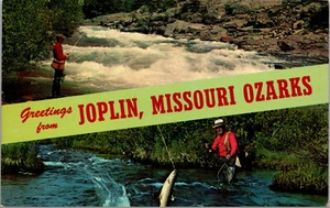 Vtg Joplin Missouri MO Dual View Banner Greetings 1960s Ozarks Fishing Postcard - Picture 1 of 2