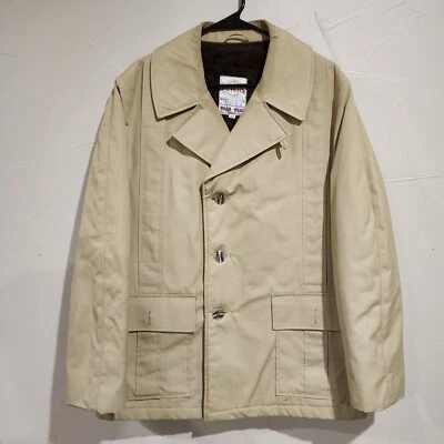 Vtg Peters All Weather Sportswear Jacket Coat Sz 44 Khaki Wash & Wear Classic - Image 1 of 4
