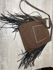 Country Western Style Fringe Crossbody Purse ~10x11 Faux Leather - Picture 1 of 5