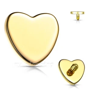 16G 3mm 4mm Flat Heart Dermal Anchor Top PVD 316L Surgical Steel - Picture 1 of 7