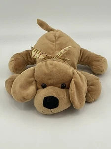 Best Made Toys Tan Brown Puppy Dog Plush w/ Plaid Bow 10" Stuffed Animal Toy  - Picture 1 of 6