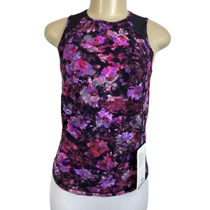 Lululemon Women's Black Purple Flower Training Sculpt Tank Shirt Sz 2 - NWT - Picture 1 of 8