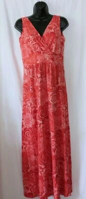 Maxi Vestido Garnet Hill Slvlss Naranja Floral Tejido Profundo V Sobrepelliz Corpiño Talla 4 EXCELENTE Foto 1 de 4