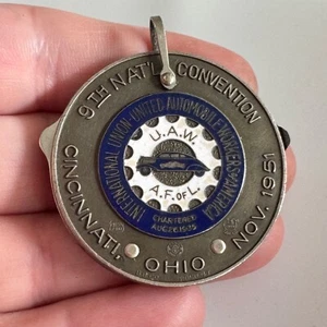 Vintage 1951 UAW 9th National Convention Pocket Knife Pendant Medal Union RARE - Picture 1 of 7