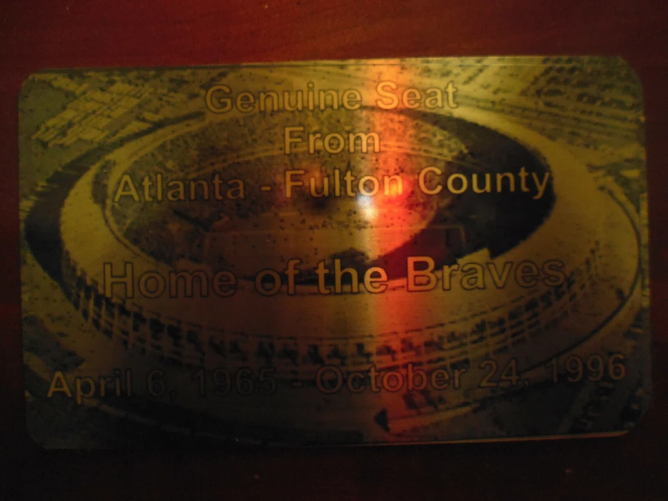 Placa de asiento de estadio ATLANTA BRAVES FULTON COUNTY Foto 1 de 1