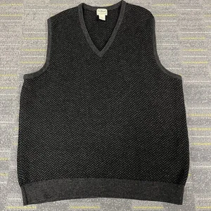 LL Bean 100% Lambswool Gray/Black Chevron Sweater Vest Men’s Size Large Regular - Picture 1 of 7