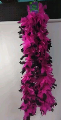 Rubies Costume Co Deluxe Two Tone Turkey Feather Boa 6ft Long Pink/Blk - Image 1 of 3