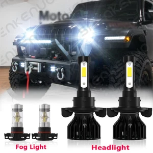 K9 Bright H13 LED Bulb Headlight+Fog Upgrade Kit For 2018 2019 Jeep Wrangler JL - Picture 1 of 12