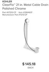 Kohler K-7213-CP Clearflo 1-1/2" Wannenablaufset Überlauf und PVC Chrom poliert - Bild 1 von 6