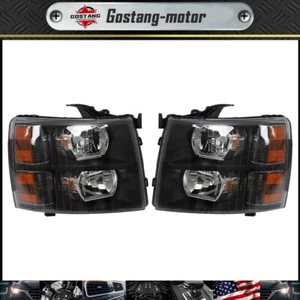 Housing Black Headlights Pair LH+RH For Chevy Silverado 1500 2500 3500 HD 07-14 - Foto 1 di 12