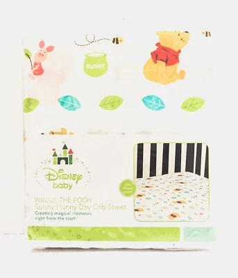 Disney Baby Winnie The Pooh Sunny Hunny Day Crib Nursery Sheet 200 Thread Count - Image 1 of 2