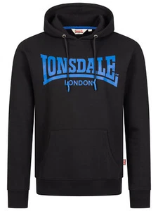 LONSDALE Hoodie "Chatsworth" | Black | Herren Schwarz/Blau Kapuzensweatshirt - Picture 1 of 4