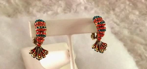 HEIDI DAUS"Lobster Tales" (Blue Zircon/Hyacinth) Clip-On Style Earrings-LAST PR! - Picture 1 of 12