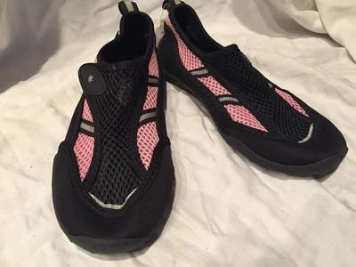 Zapato Sand'N'Sun Niña Niño 13-1 M Suela de Goma Rosa/Negro 9" Gimnasio Tenis Arena Playa Foto 1 de 4