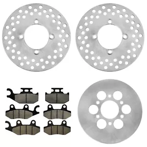 Front And Rear Brake Disc Rotor W/Pad for Yamaha Rhino 660 YXR660 4X4 2004-2007 - Picture 1 of 7