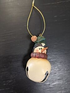 Rustic Snowman Christmas Ornament Primitive Country Ornament Bell